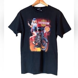 Harley-Davidson Motorcycles black short sleeve t-shirt with woman mechanic